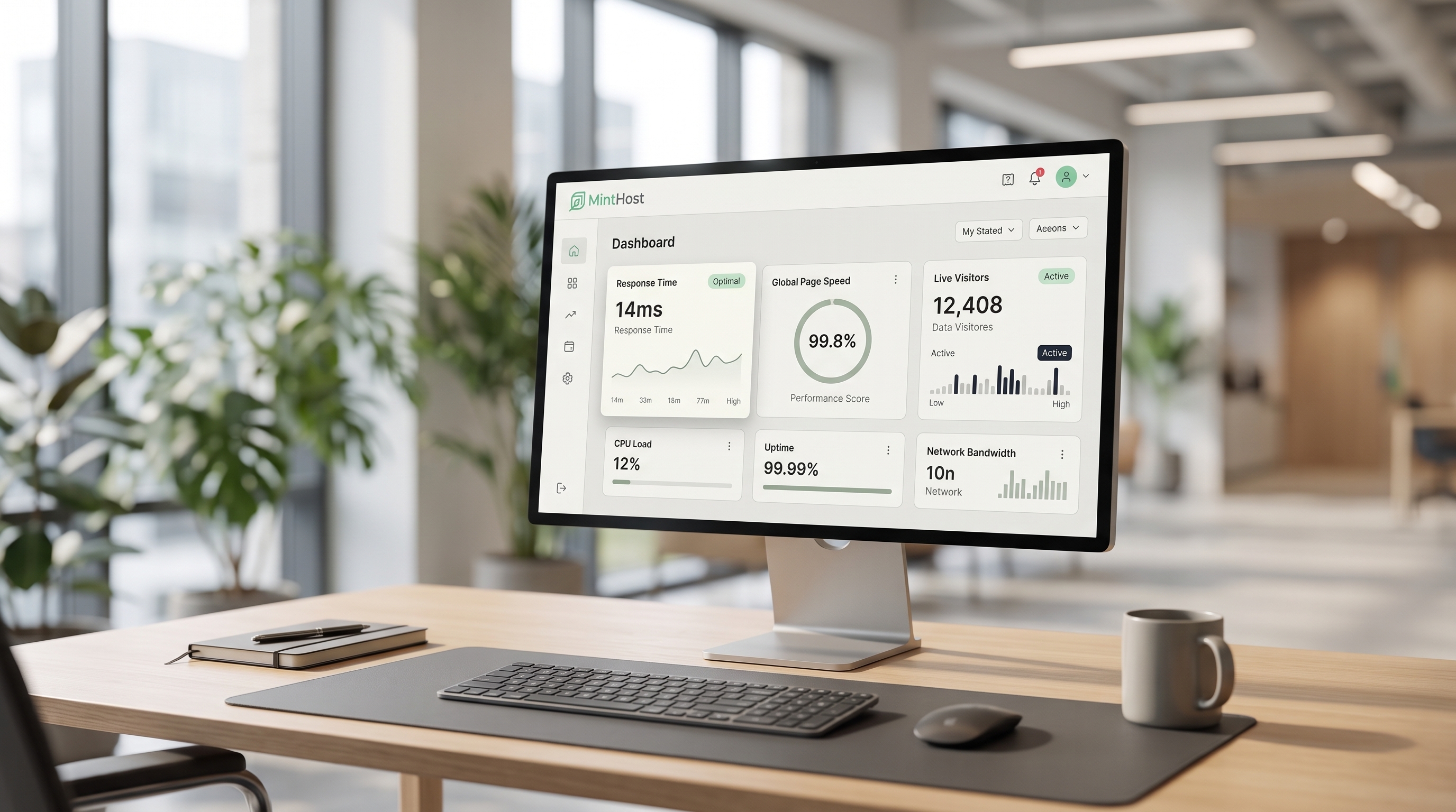 MintHost desktop telemetry dashboard